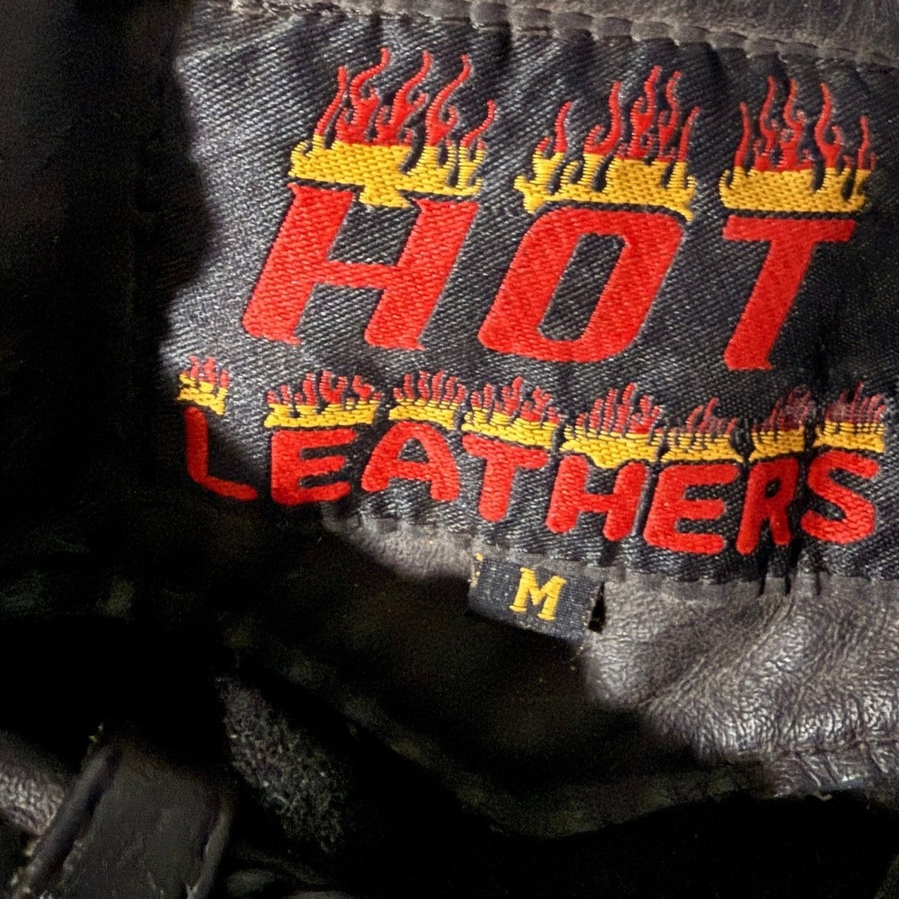 Hot Leathers Mens Black Leather Motorcycle Chaps Braided Trim Biker Gear Size M - Picture 2 of 7